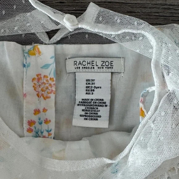 🌼RACHEL ZOE🌼 Floral Ruffle Sheer Overlay Dress, Size 3T - Picture 4 of 7
